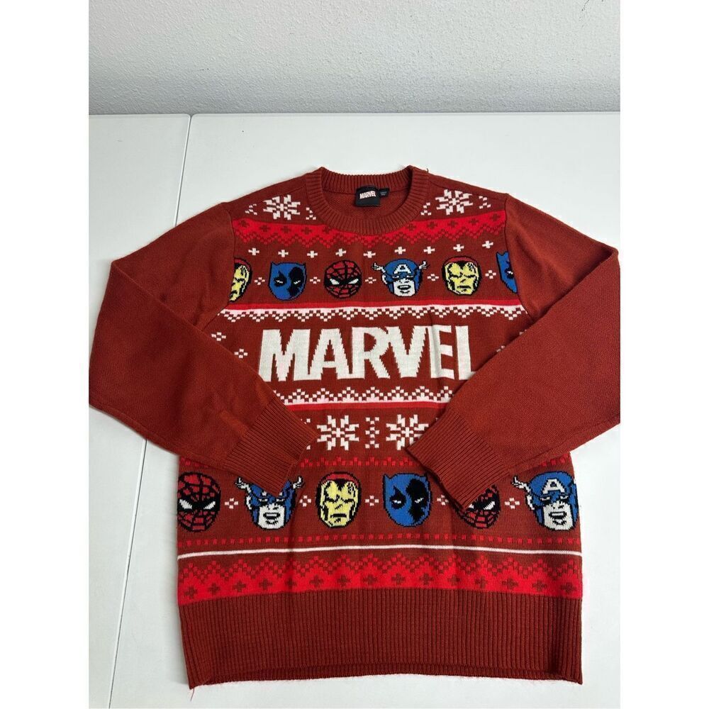 Marvel Boys Avengers Graphic Holiday Crew Neck Sweater  Size L (10-12) See Notes